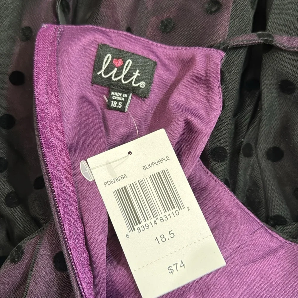 Tilt Girls polkadot tulle black and purple mini dress